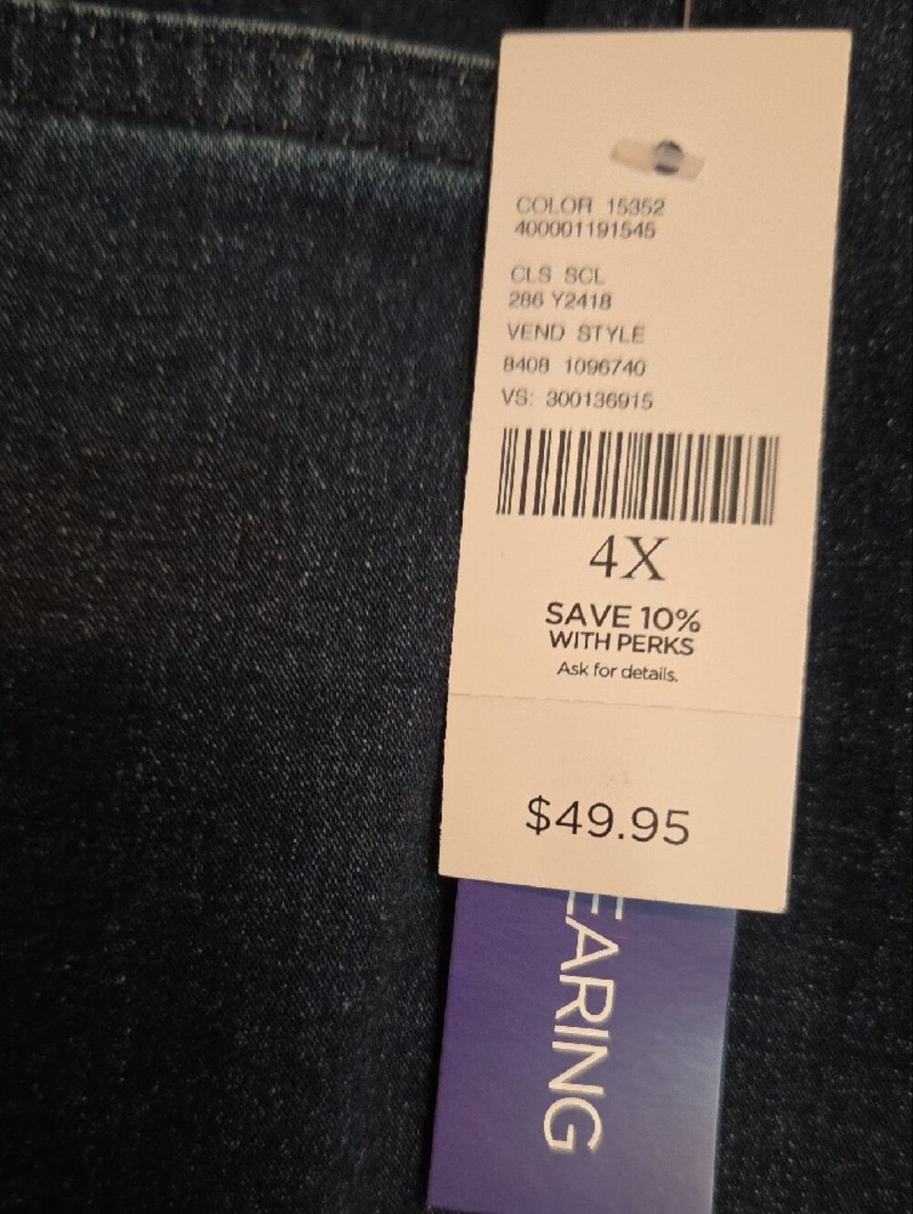 Catherines Women's Relaxed Dark Blue Pull-On Jeans - Picture 3 of 10